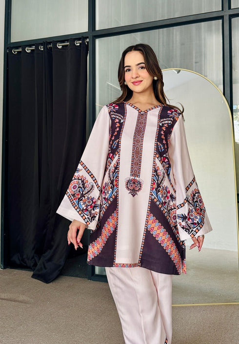 Winter Bloom Pastel Kurta Set